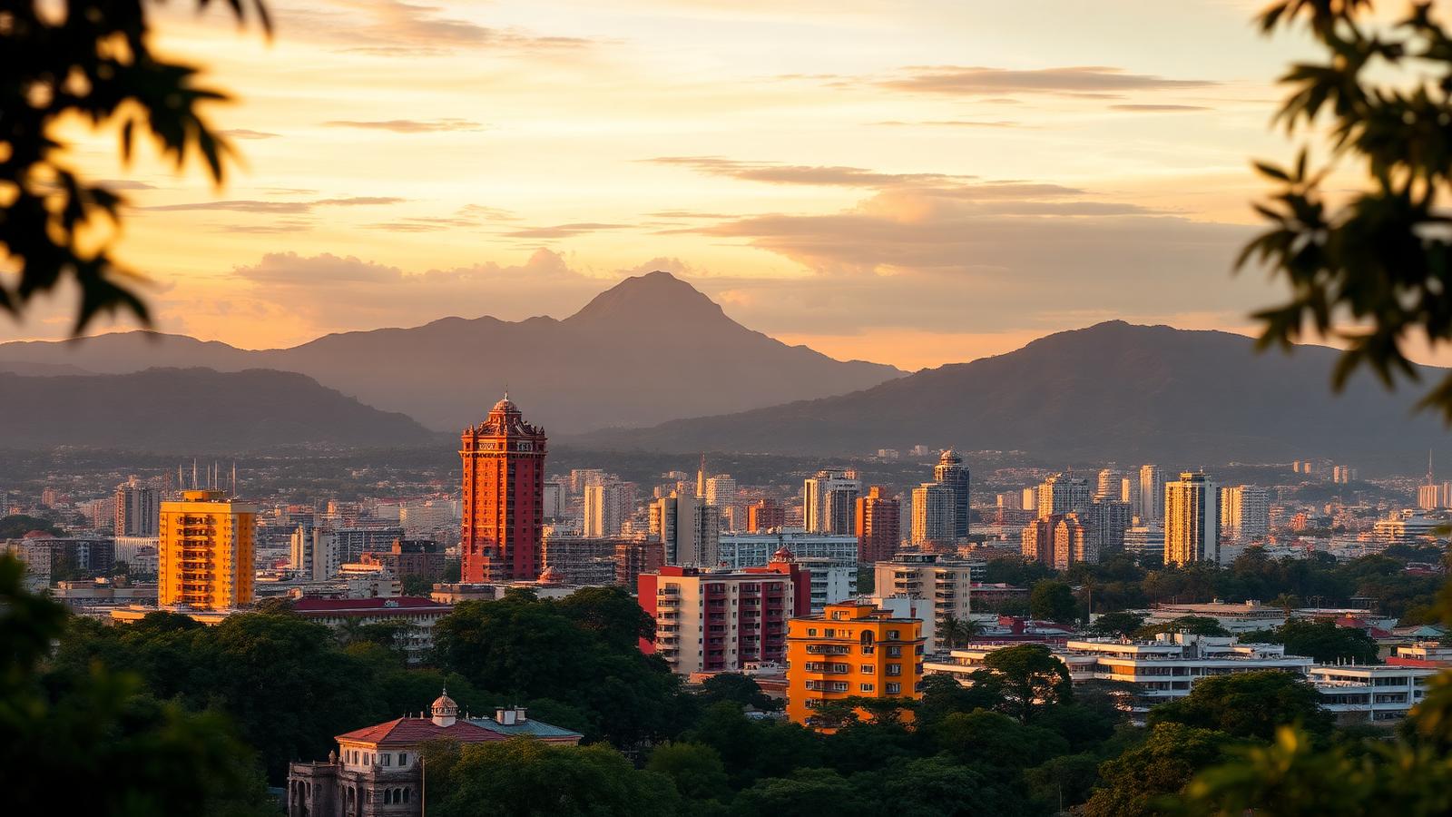 Caracas, Venezuela al atardecer con el Ávila de fondo