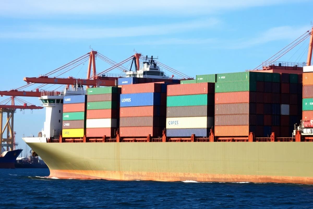 Buque de carga con contenedores saliendo del puerto de Miami